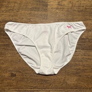VS PINK NWT 2005 Y2K VINTAGE COTTON HI CUT UNDERWEAR WHITE PINK PUP LOGO (L)